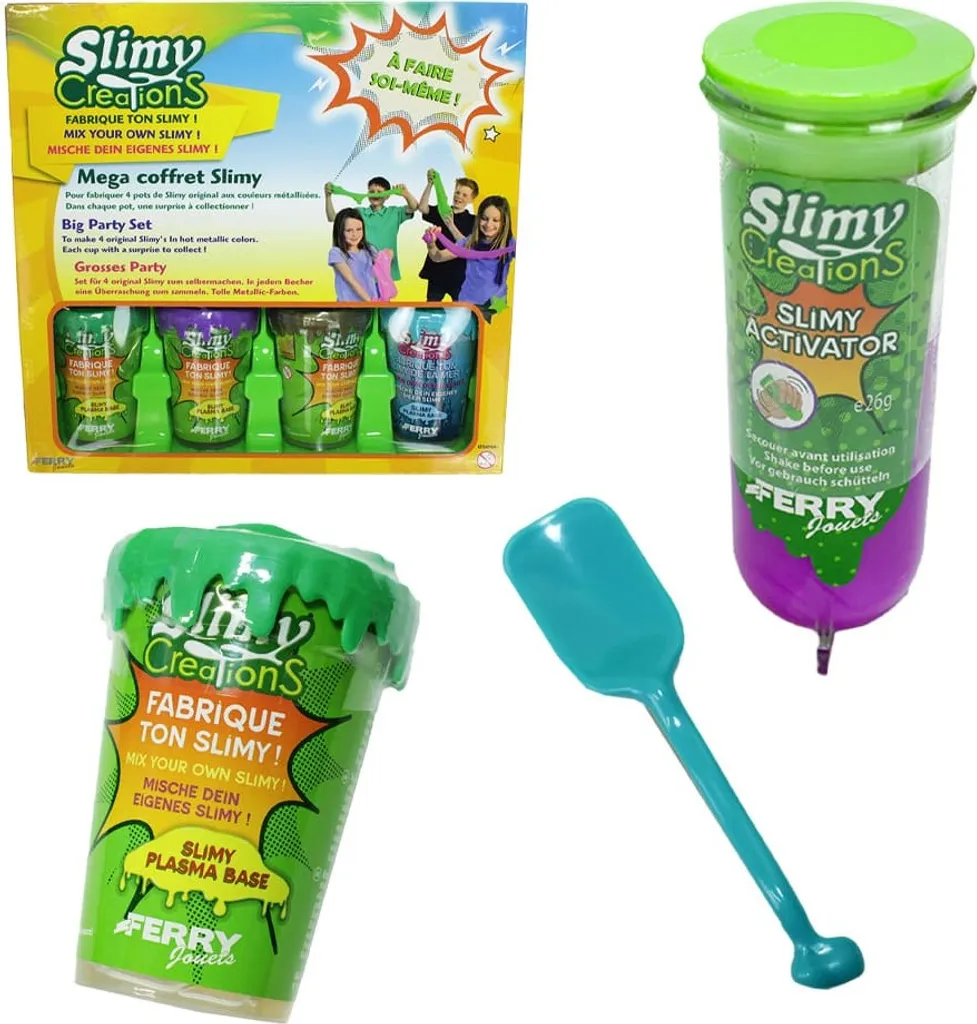 Slimy Creations Set de 4 Pièces avec Textures Fluos et Extensibles