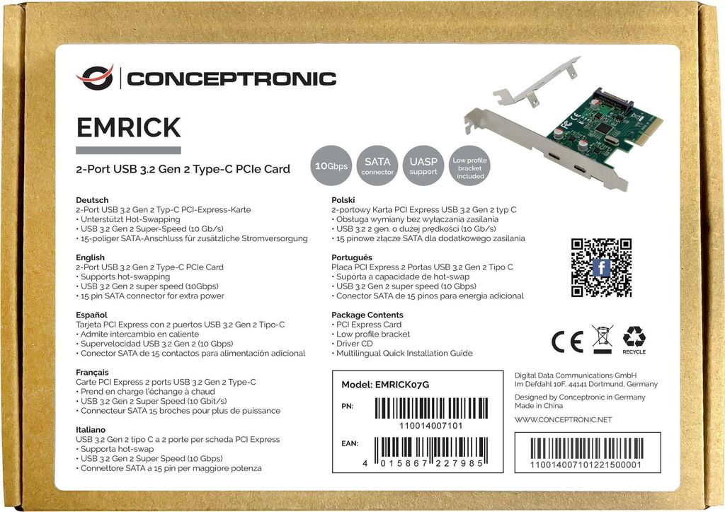 Conceptronic EMRICK 2-Port USB 3.2 Gen 2 Typ-C Immagine del prodotto 