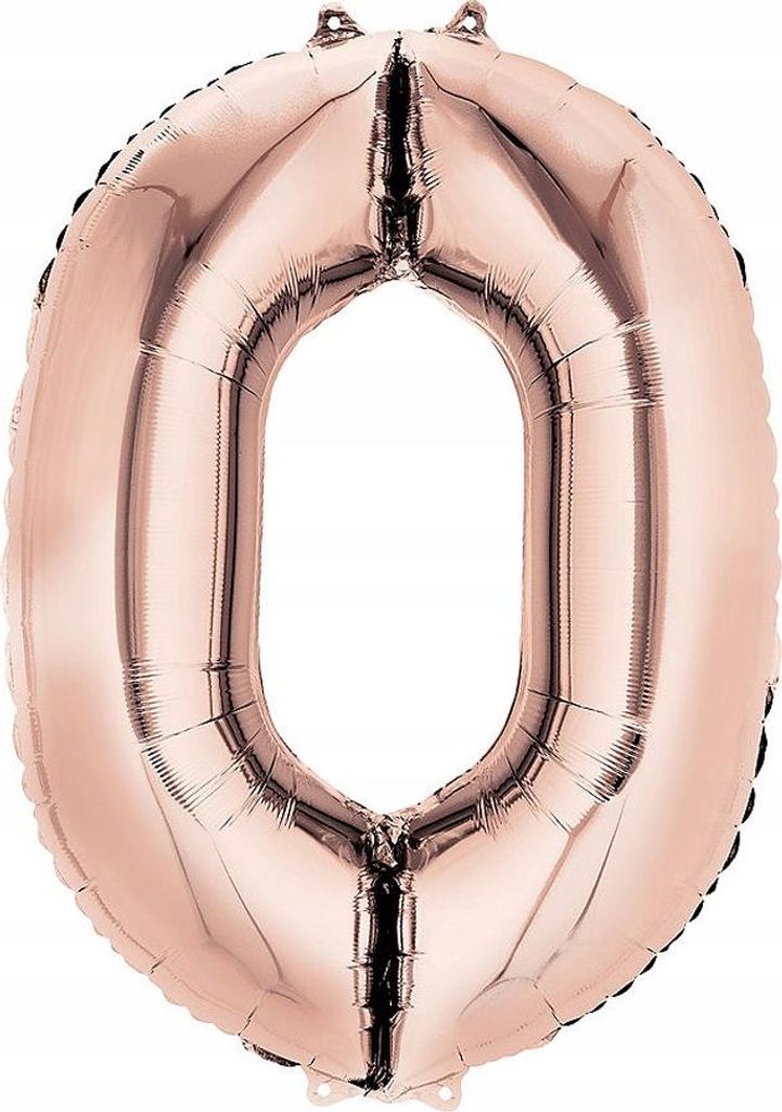 Roségold Folienballon 0 Nullnummer 70 cm bruchsicher mit selbstschließendem Ventil