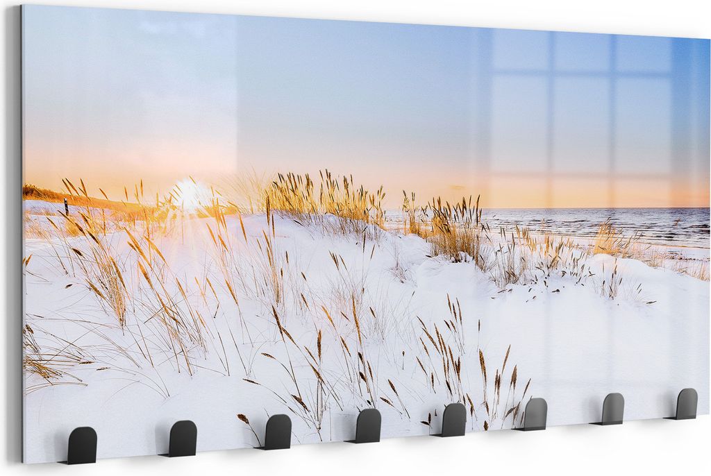 DEQORI Kleiderhaken Glas 60x30 cm 'Schneelichter' Wand Garderobe beschreibbar Paneel
