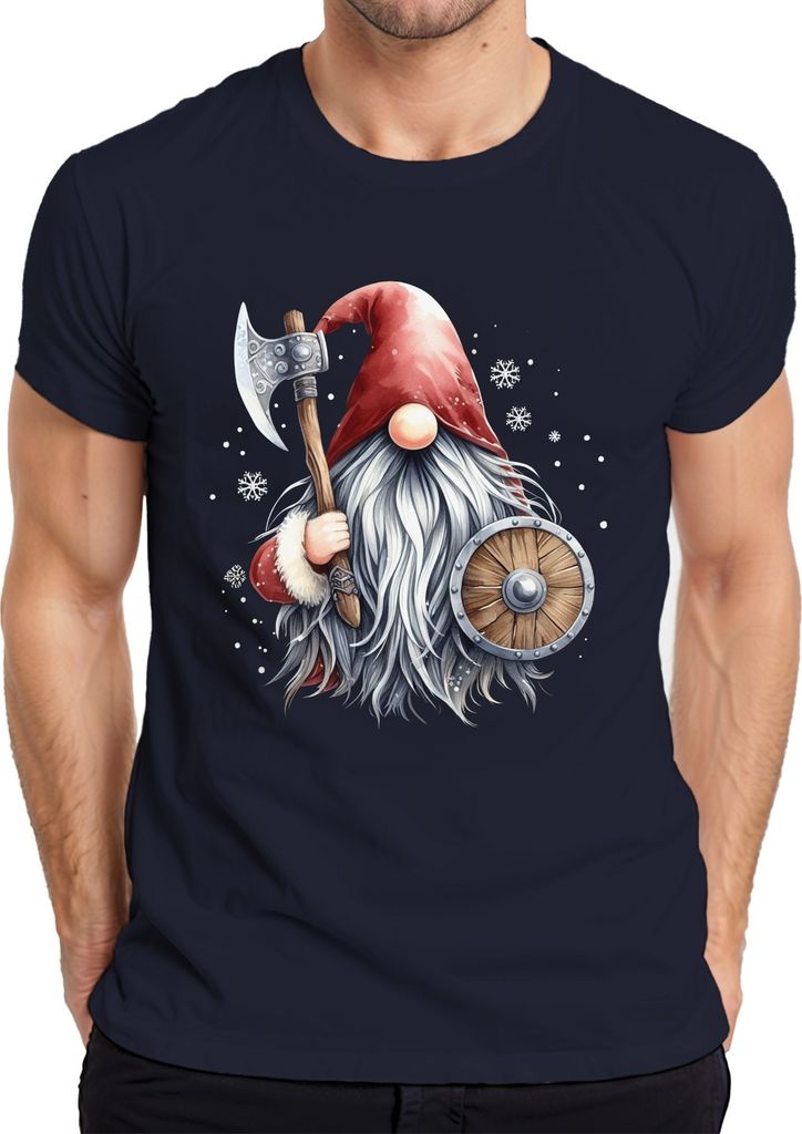 Wikinger Gnom Wichtel Weihnachtself Axt - Weihnachten Weihnachtsgeschenk Christmas Herren T-Shirt, Navy, XL
