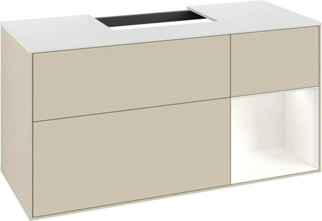 V&B Waschtischunterschrank Finion 120cm, Pl w m, Rg r w m Lac, si Gr m Lac
