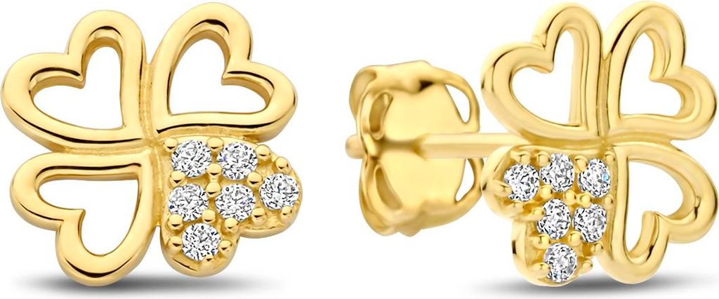 Neu Bling - 9NBG-0863 - Ohrringe aus 14K Gelbgold - 4 Herzen, davon 1 mit Zirkonia - Damenohrringe