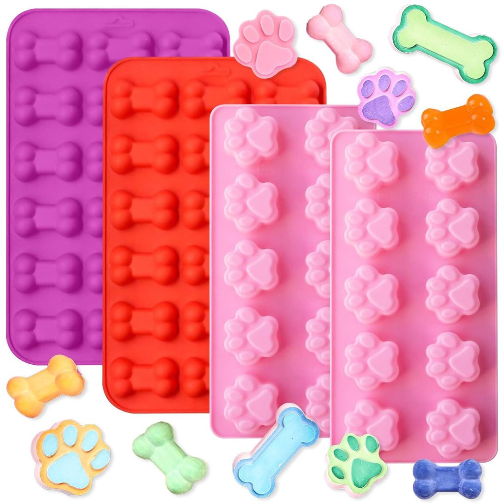 Backmatte für Hundekekse, 4-teiliges Backblech für Hundekekse, Silikon-Backmatte, BPA-freie Backmatten für Hundeleckerlis, für selbstgemachte H...