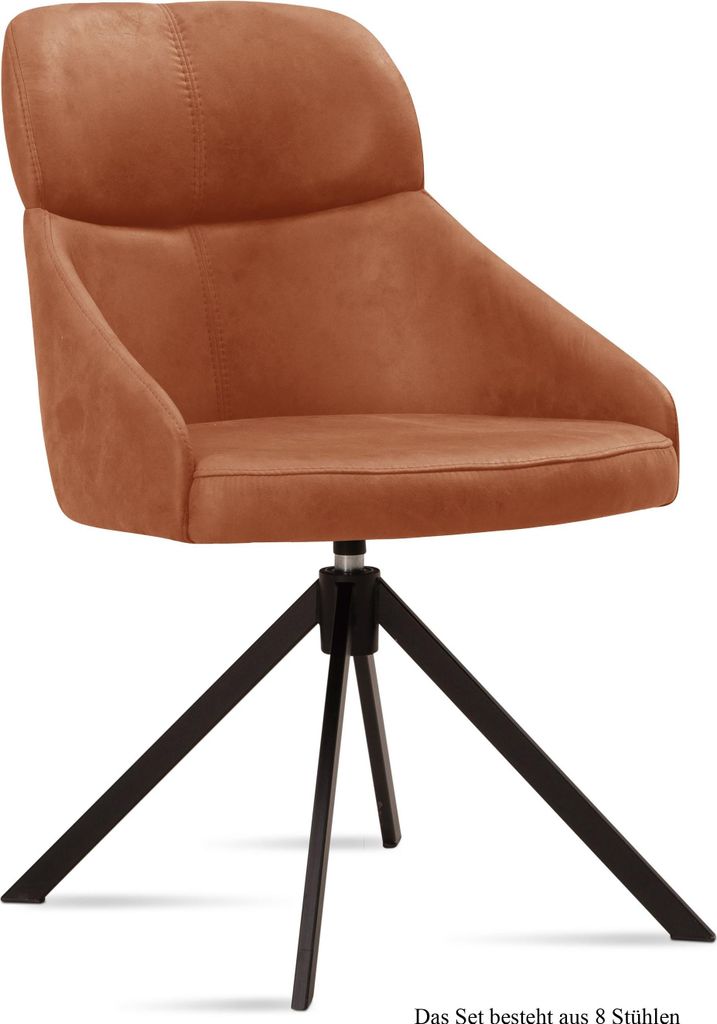Esszimmerstuhl drehbar (8er-Set) Derska 52x82x63 Schwarz/Cognac