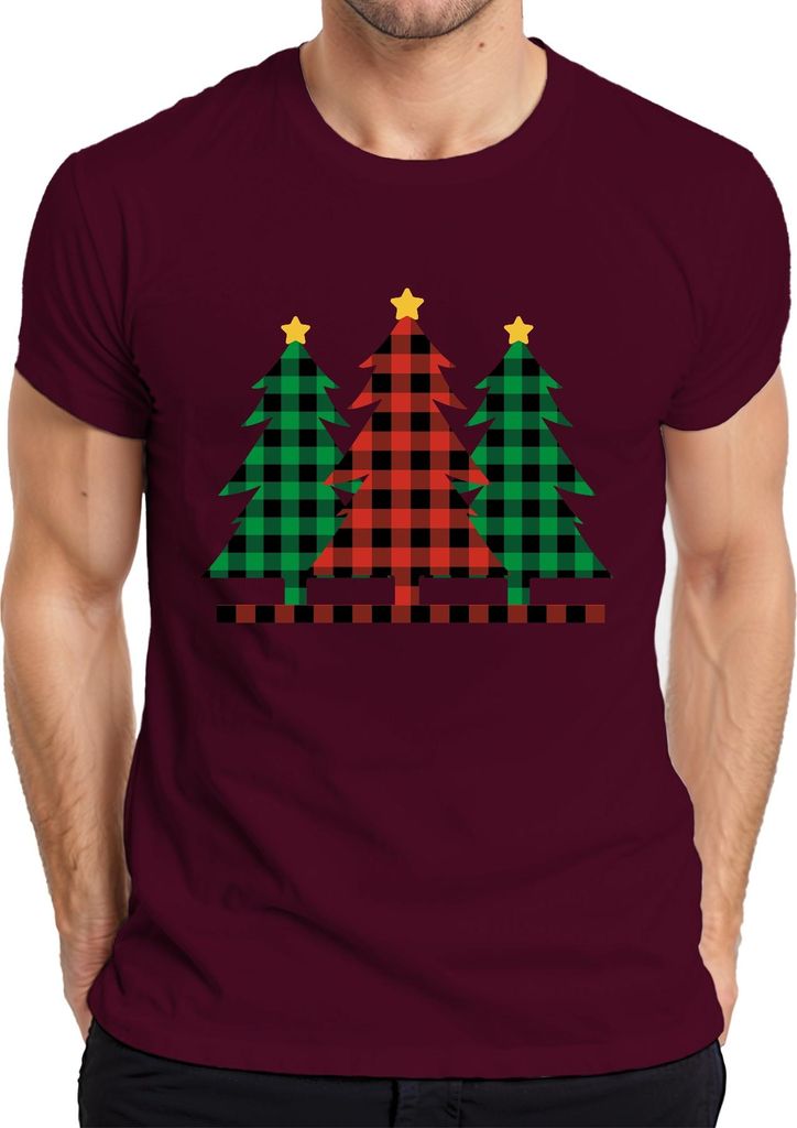 Weihnachtsbaum Karo Kariert - Weihnachten Weihnachtsgeschenk Christmas Herren T-Shirt, Burgundy, XXL