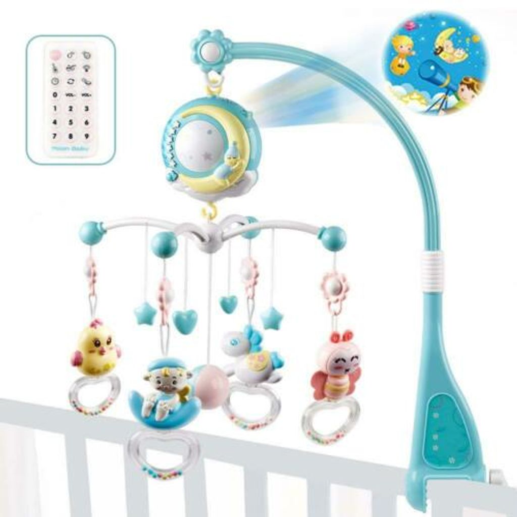 Baby Babybett Bettglocke Mobile Spieluhr mit Projektor Schlafmusik Spielzeug 