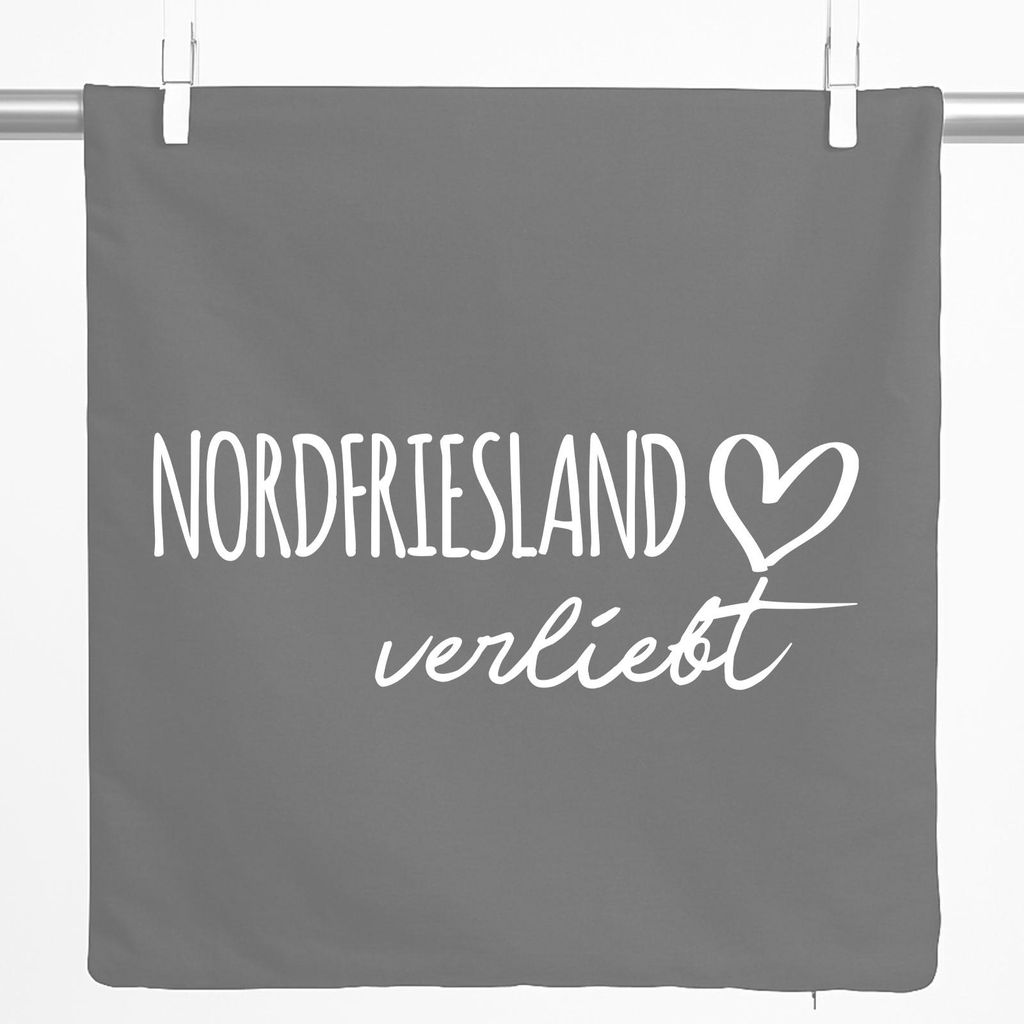 Huuraa Kissenbezug Nordfriesland verliebt 40x40cm Steel Grey Baumwolle Dekokissenbezug Geschenkidee
