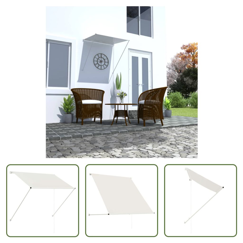 The Living Store Einziehbare Markise 100×150 cm Creme