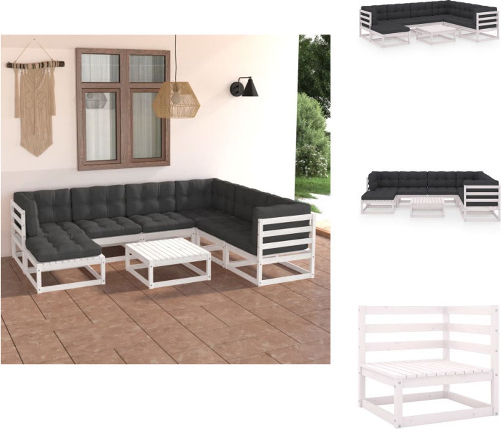 vidaXL 8-tlg. Garten-Lounge-Set mit Kissen Massivholz Kiefer - Gartenmöbel-Sets
