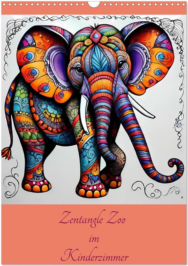 Zentangle Zoo im Kinderzimmer (Wandkalender 2026 DIN A3 hoch), CALVENDO Monatskalender