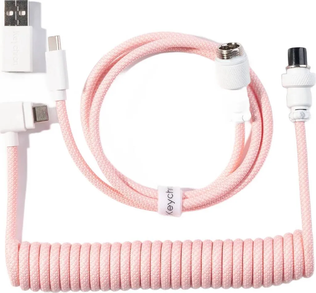 Keychron Cavo Aviator Rosa Chiaro a Spirale - Connettore Angolare USB-C