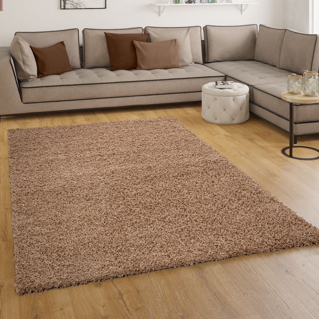 Shaggy Hochflor Langflor Teppich Sky Einfarbig in Beige Grösse Ø 160 cm Rund