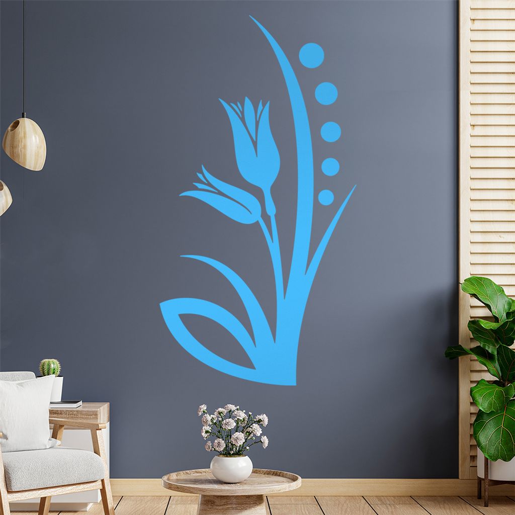 Blume - Linien Punkte Wandtattoo in 6 Größen - Wandaufkleber Wall Sticker - Dekoration, Küche, Wohnzimmer, Schlafzimmer, Badezimmer