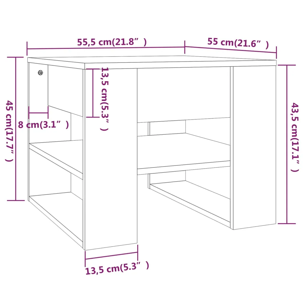 vidaXL Tavolino Nero 55,5x55x45 cm in Legno per Salotto - Offerta Online - 8