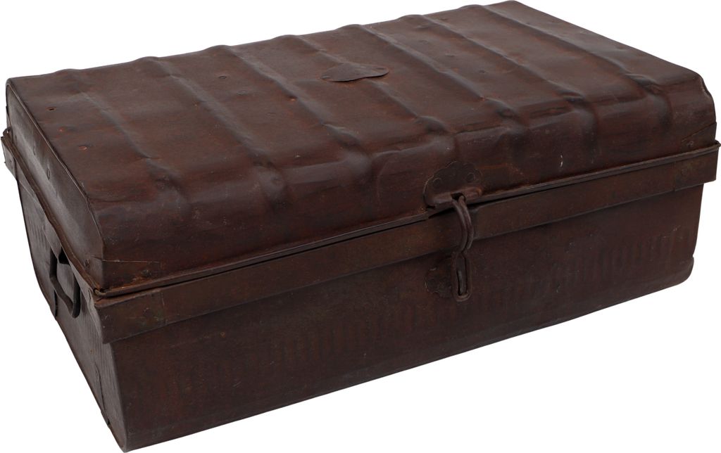 Alter Blechkoffer, Antiker Metallkoffer - Modell 1, Braun, 24*63*40 cm, Truhen, Kisten, Koffer