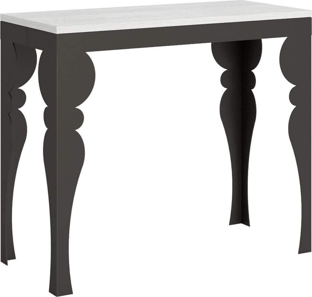 ITAMOBY - Ausziehbarer Konsolentisch 90x40/300 cm Paxon Evolution Esche weiß mit Eisenrahmen aus Anthrazit