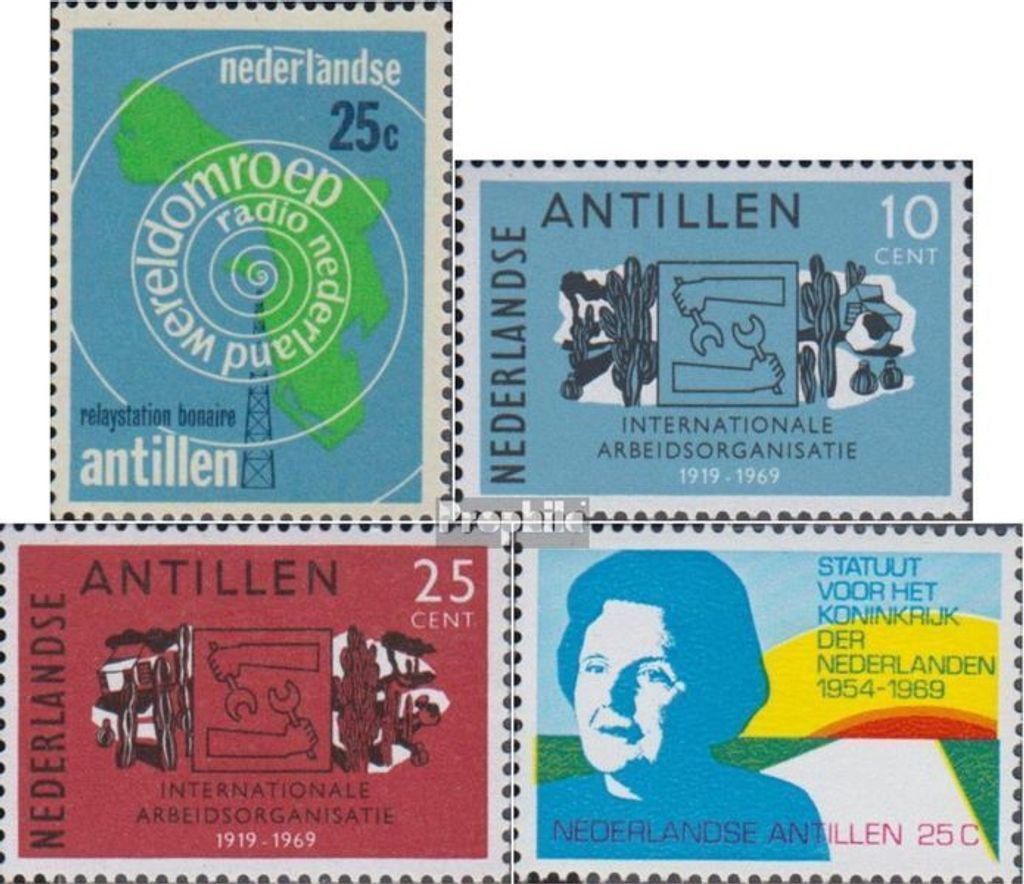 Briefmarken Niederländische Antillen 1969 Mi 201,208-209,214 (kompl.Ausg.) postfrisch Rundfunk
