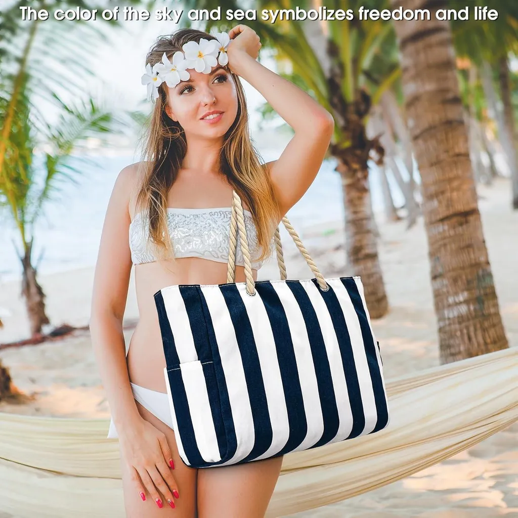 Borsa Con Tasche Multiple E Zip Borsa Da Spiaggia Grande XXL Per Famiglia - Impermeabile, 30 Litri, Con Cerniera E Tasche Interne Borsa Mare Impermeabile 30 Litri