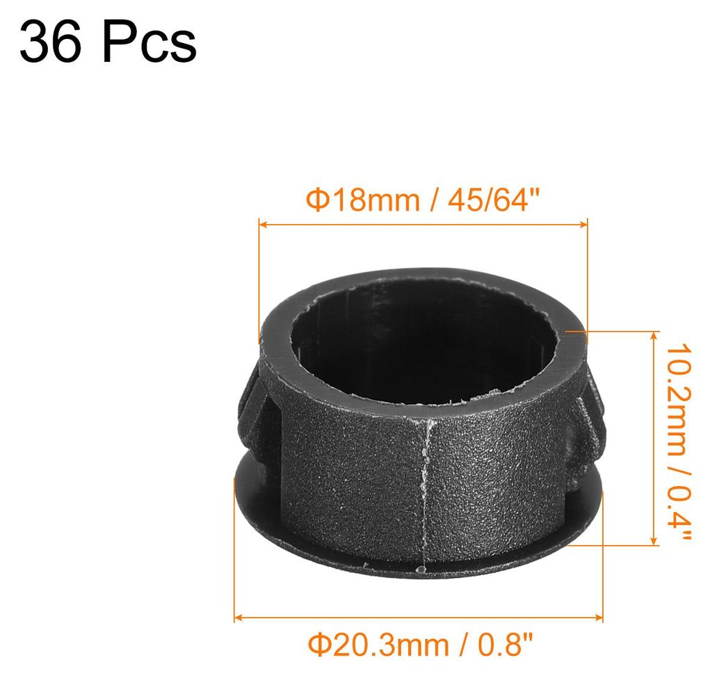 18mm (45/64") Kunststofflochstopfen, 36 Stš¹ck flache runde Einsteckbefestigungen zum Verschlie?en von M?beln, schwarze Endkappen fš¹r Platten