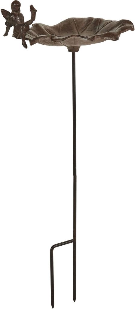 BELIANI Vogeltränke Braun Metall 65 cm Hoch Blumenform Feen-Figur auf Stab mit Erdspieß Modern Stehend Vogelbad Vogelbrunnen für Garten Außenbe...