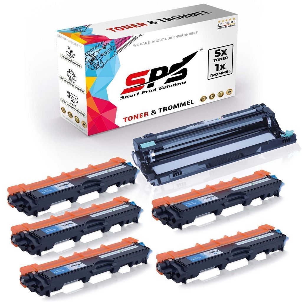 5X TN247 Toner Cyan + 1x DR243CL Trommel kompatibel für Brother HL-L3270CDW Brother DR243CL Brother TN247 HL-L3210 HL-L3210CW HL-L3230 HL-L3230CDW...