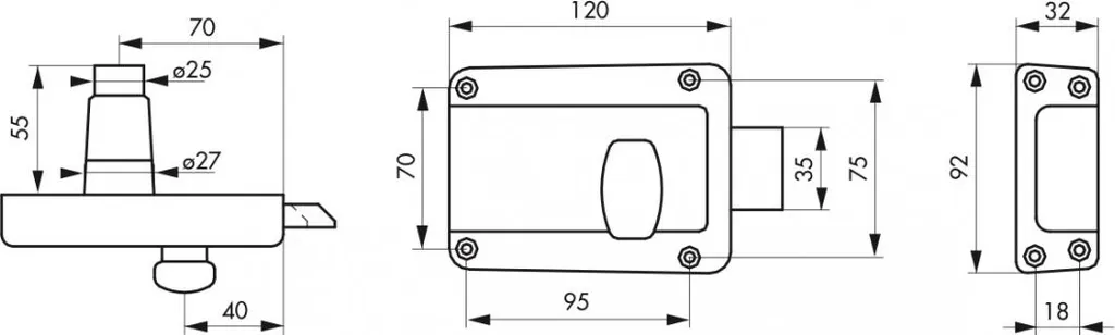 Verrou de bâtiment en applique Thirard gris à bouton pour battant - 2