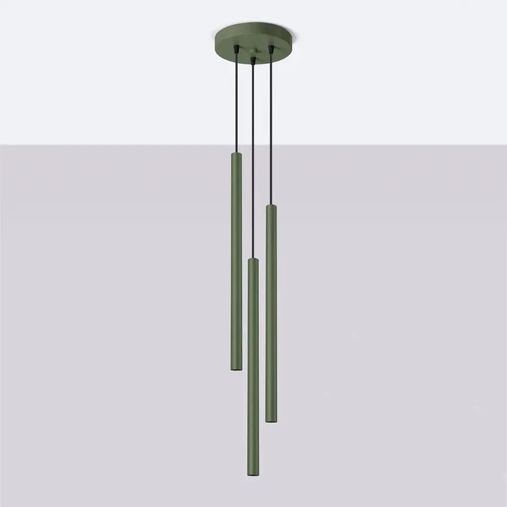 Lampada a sospensione PASTELO 3P verde oliva 3xG9 8W acciaio 104x19.5x19.5cm Sollux Lighting - 11