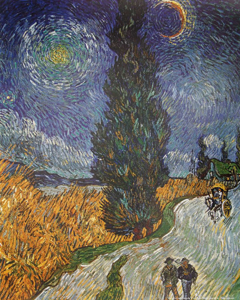 Vincent Van Gogh Kunstdruck Bild - Straße Mit Zypresse Und Stern, 1890 (50 x 40 cm)