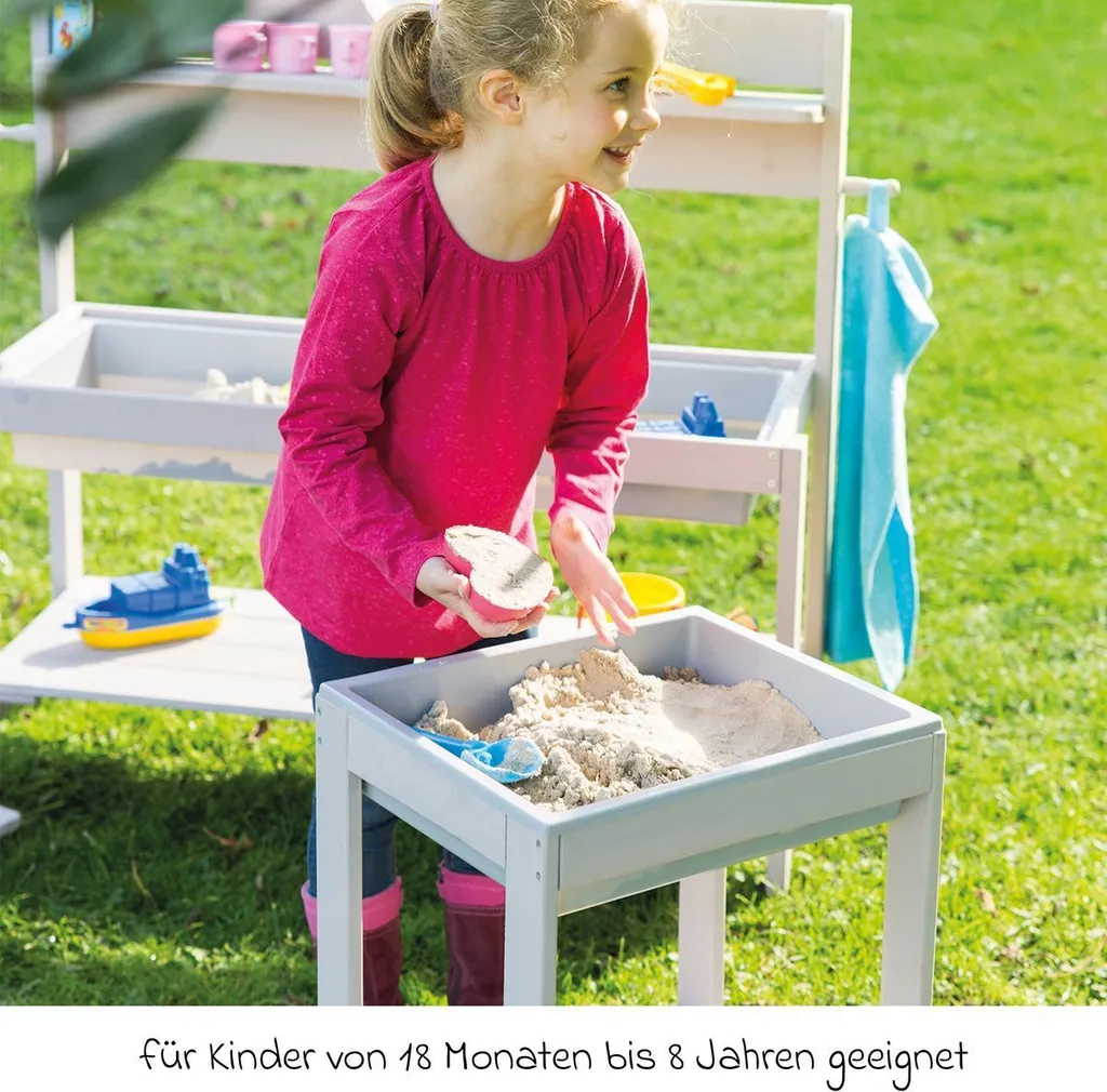 Table de Jeux Tiny en Bois Massif Gris pour Sable et Eau Extérieur - 13