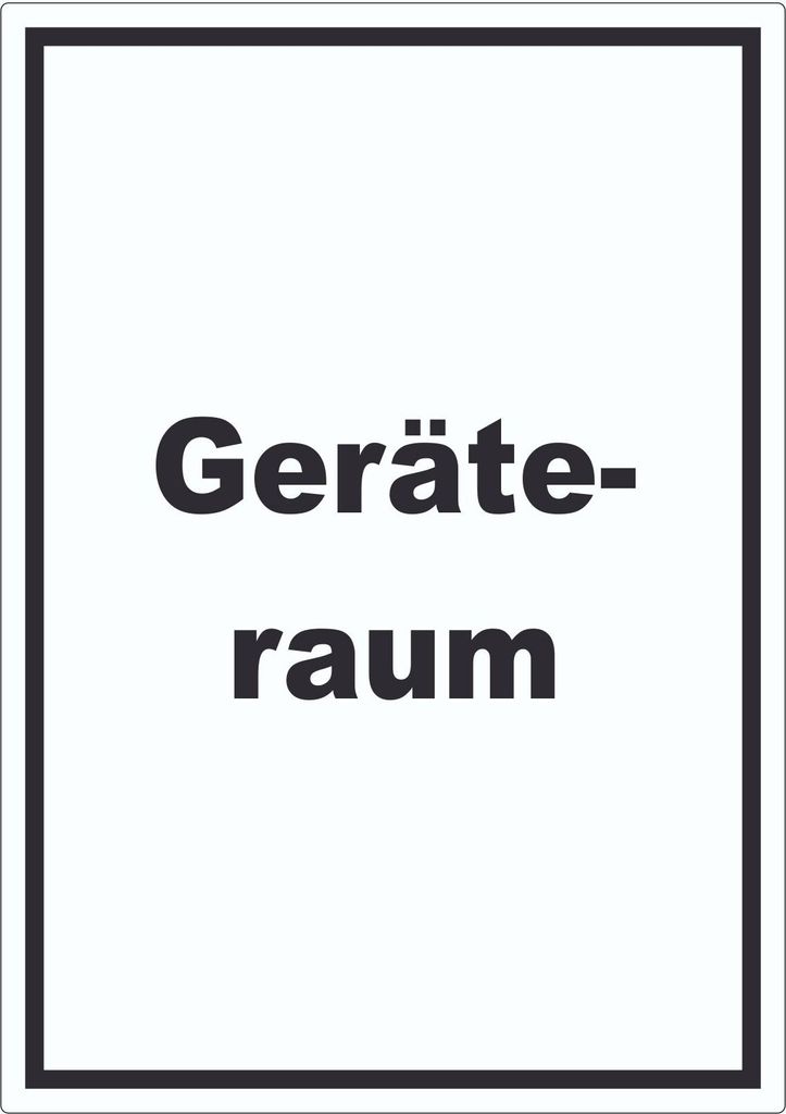 Geräteraum Aufkleber mit Text Schuppen hochkant A7 (74x105mm)