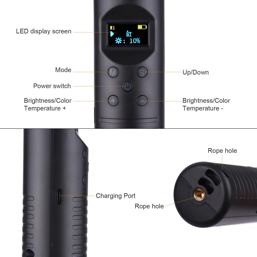 20W Handheld RGB Colorful Light Wand LED Fotografie Licht Bi-Farbtemperatur 3000K-6500K/ 3000K-6000K Dimmbar Helligkeit CRI85 mit mehreren speziell...
