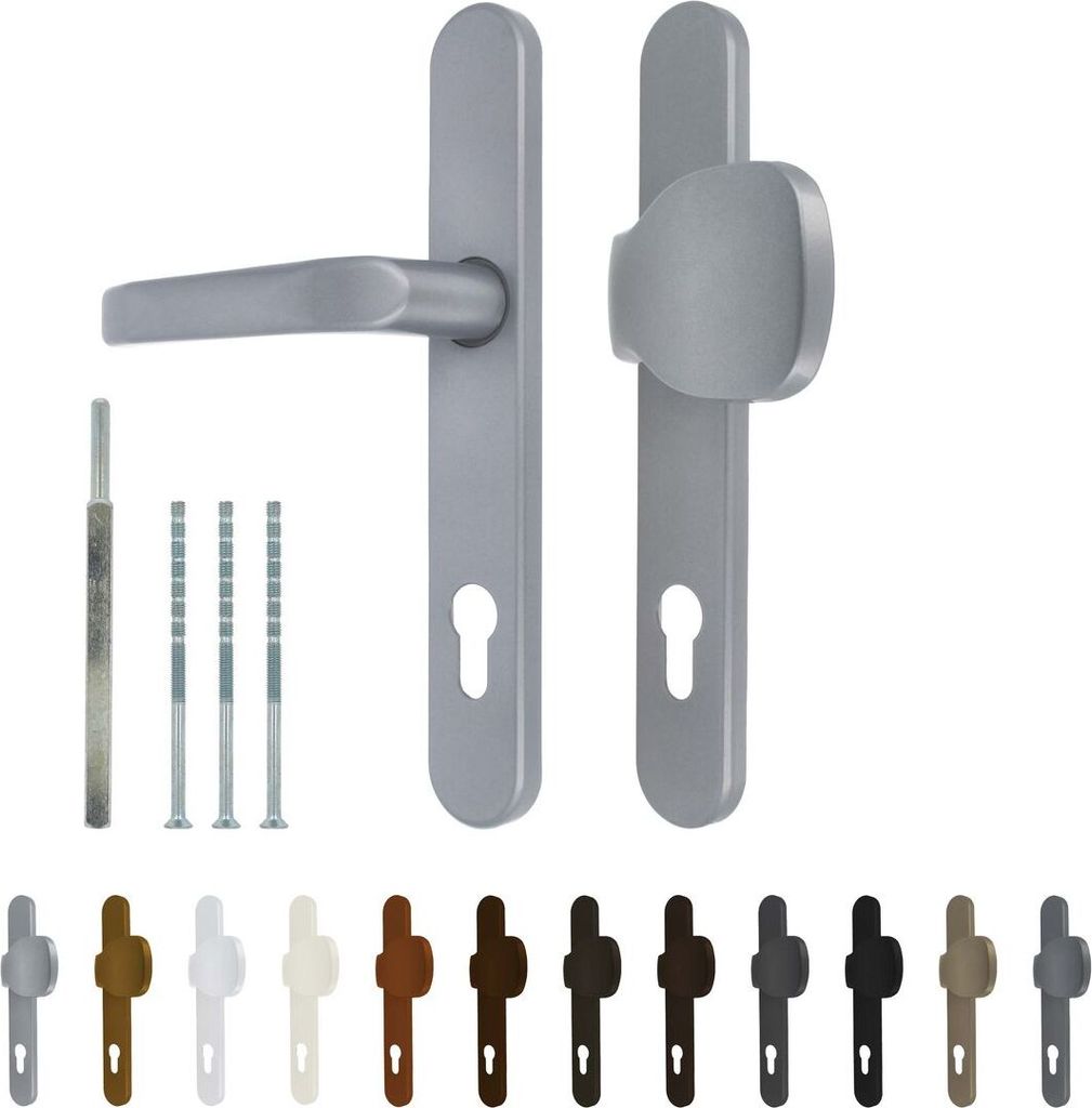 Premium Drückergarnitur Saturn DHS 92mm - Oval - Griff-Knauf, Farbe:Schwarz RAL 9005, Schildbreite:32mm