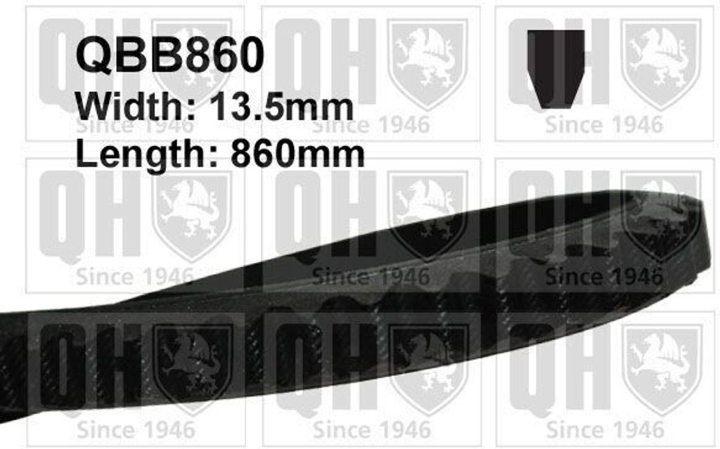 QUINTON HAZELL QBB860 Keilriemen 860mm passend für MERCEDES-BENZ SL (R107) für AUDI 80 (89, 89Q, 8A, B3) für RENAULT 18 (134) Fuego Schrägheck