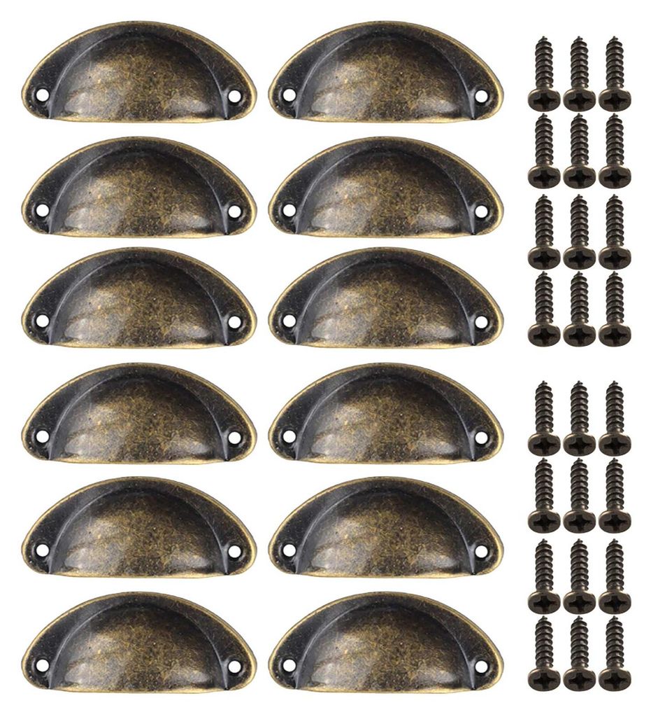 12 Muschelgriffe inkl. Schrauben 81x35mm Schubladengriff Produktbild 