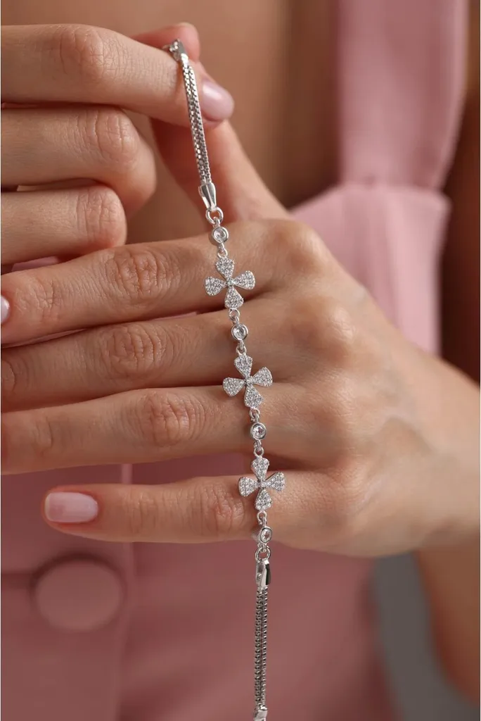 Bracelet Argent Anti-Ternissement Trèfle Zircone - Bijou Durable - 3