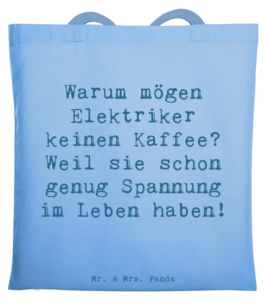 Mr. & Mrs. Panda Tote Bag Spruch Elektriker Witz - Sky Blue - Geschenk, Beruf, Tasche, Wertschätzung, Geschenke, Berufsprodukte, Techniker, Elektr...