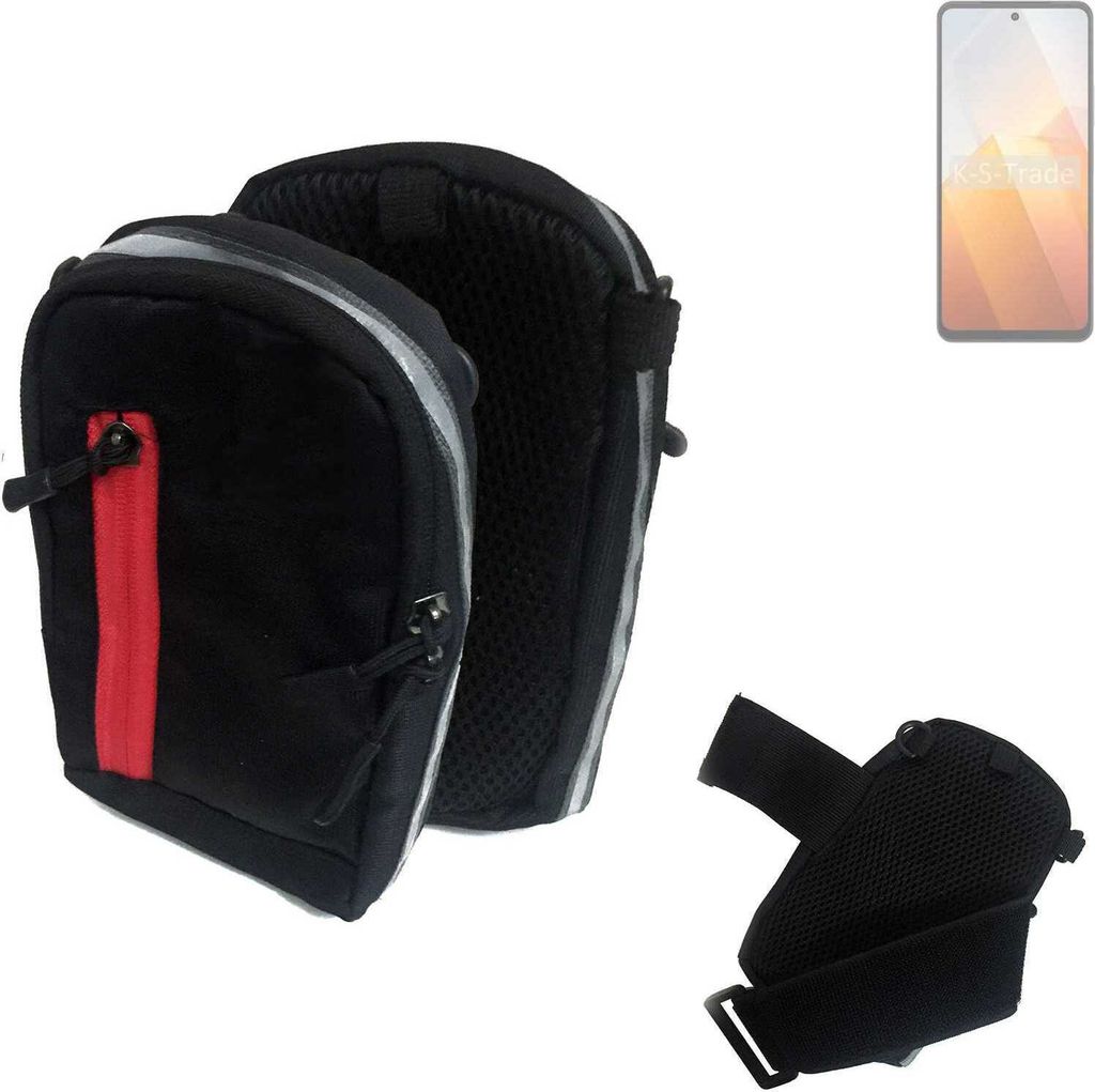 K-S-Trade Outdoor Gürteltasche Holster Umhängetasche kompatibel mit Vivo Y100t schwarz Handy Tasche Case travelbag Schutz Hülle Handy Hülle