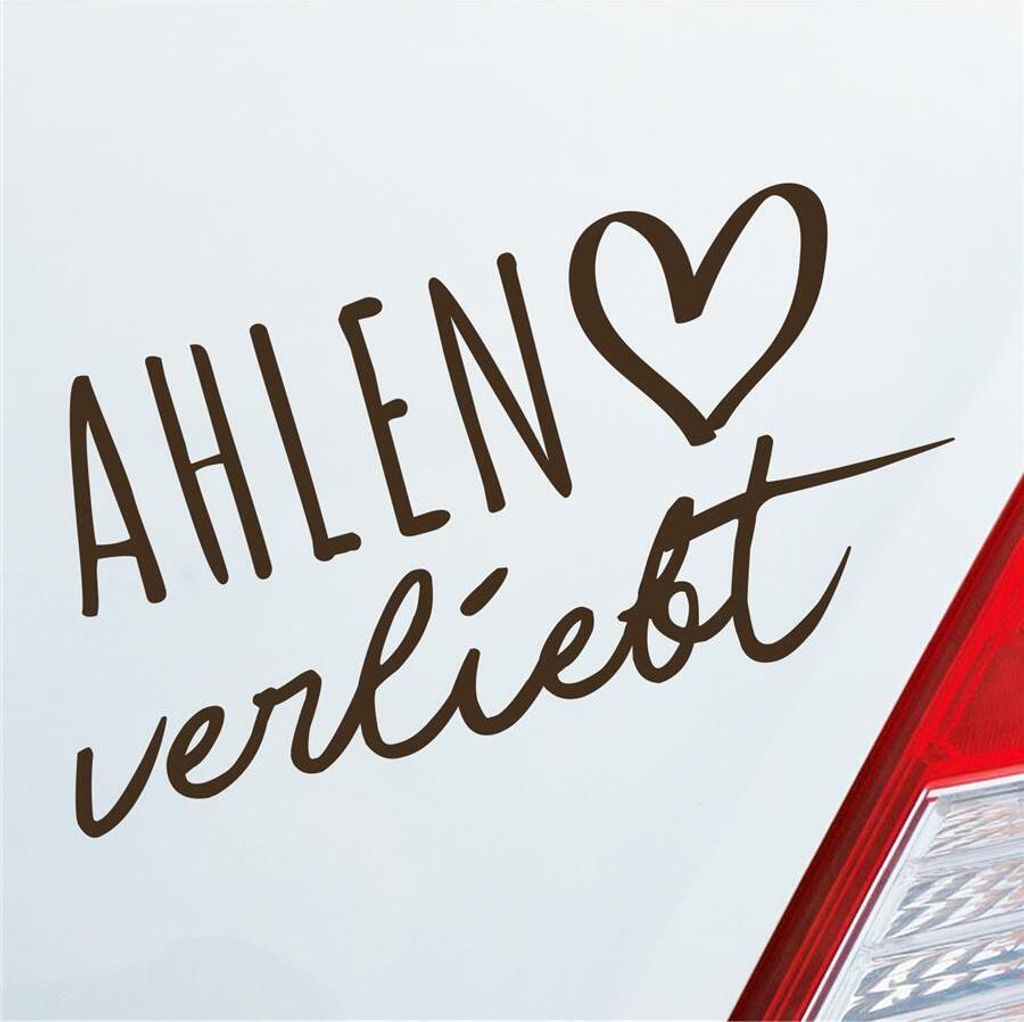 Auto Aufkleber Ahlen verliebt Herz Stadt Heimat Liebe Car 19x10 cm Braun Sticker Heckscheibenaufkleber