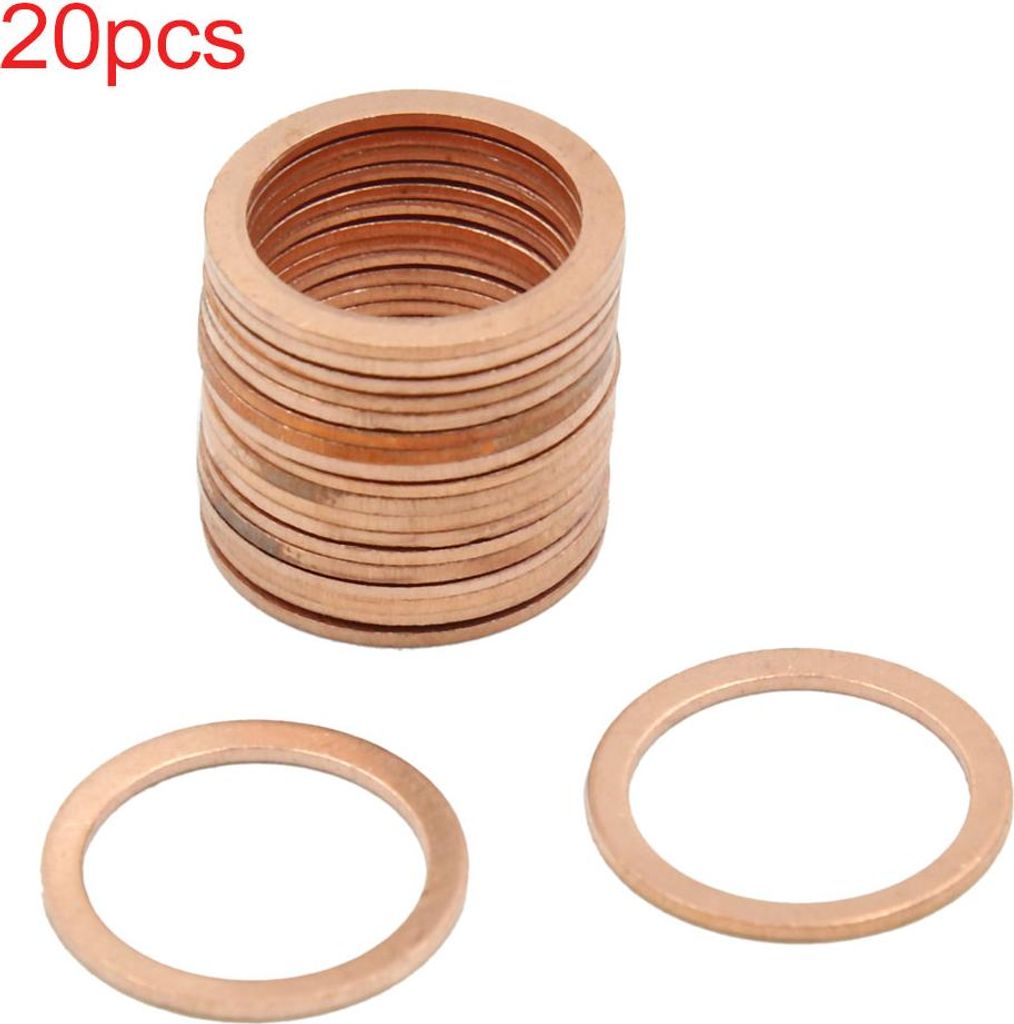 20Stk. Kupfer Unterlegscheiben Flach Auto Dichtungen Ringe 16 x 21mm Durchmesser