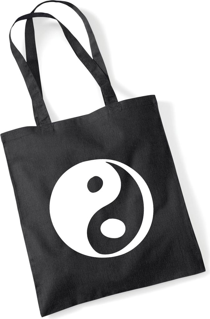Huuraa Jutebeutel Yin und Yang Taoismus 10 Liter Black Baumwolle Tasche Geschenkidee