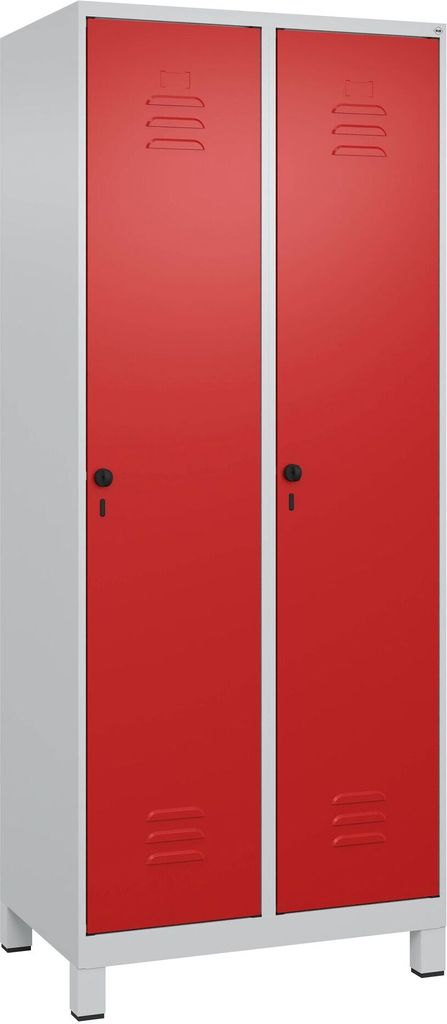C+P Garderobenschrank "Classic Plus", Abteilbreite 40 cm, mit Füßen, Feuerrot (RAL 3000), 195x80x50 cm/ 2 Fächer
