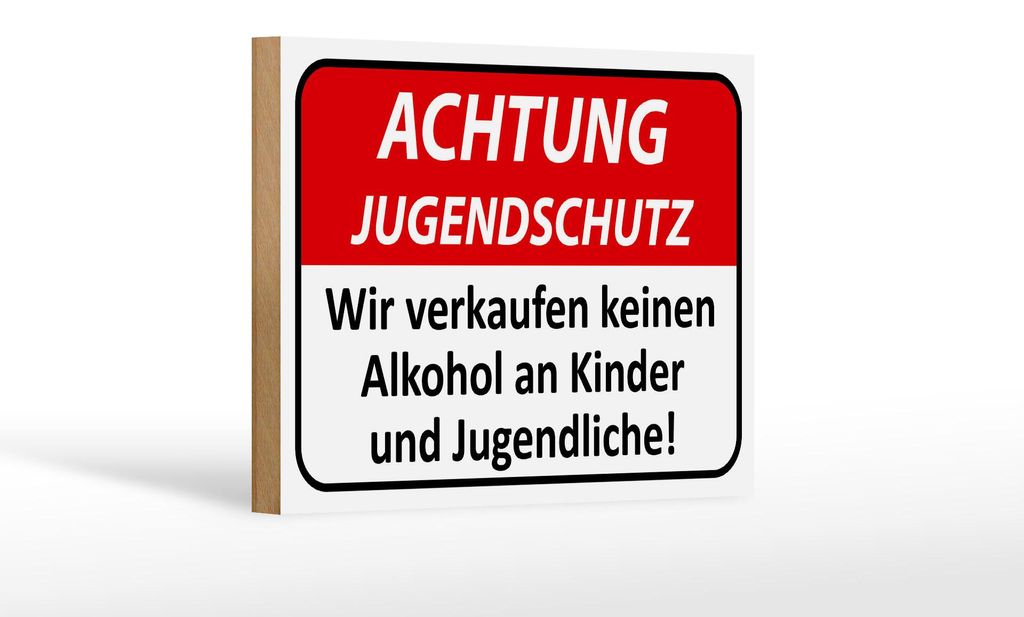 Holzschild Hinweis 18x12cm Achtung Jugendschutz