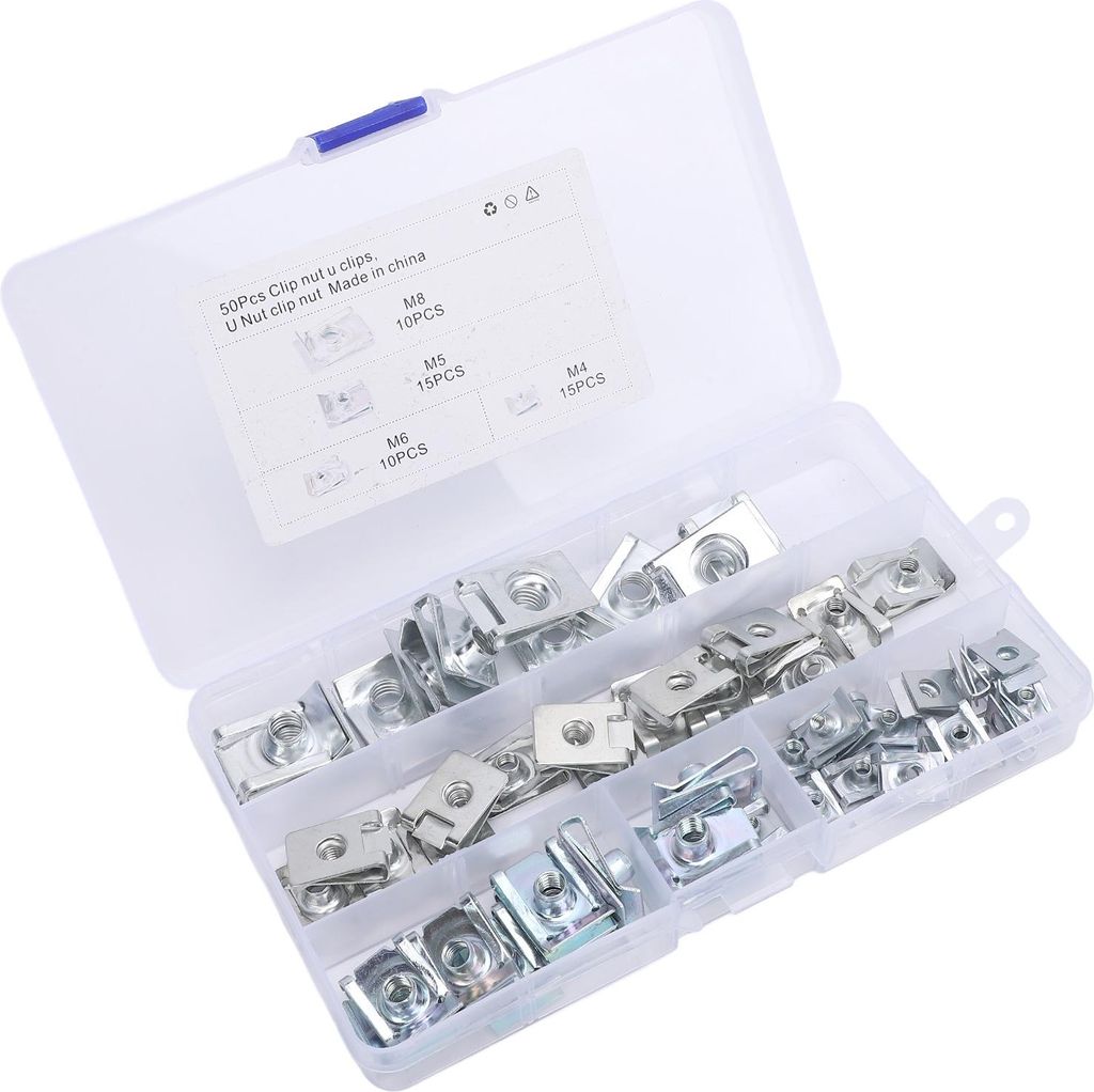 50PCS Auto U Clips 65 Mangan M4 M5 M6 M8 Geformte Mutter Sortiment Set für Motorrad Armaturenbrett Türverkleidung innen