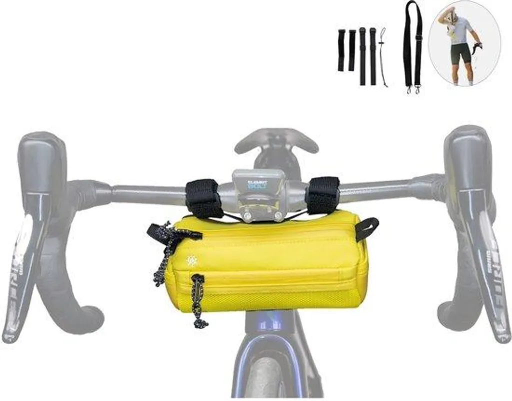 Sacoche de guidon jaune élastique pour vélo de ville et VTT souple