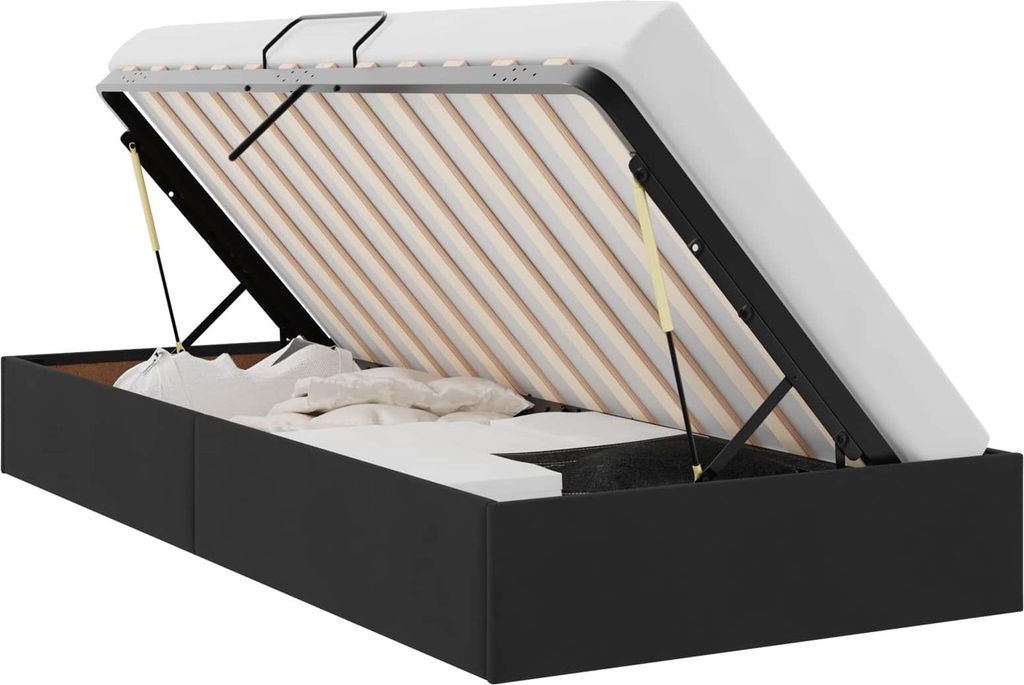 vidaXL Ottoman Bettgestell mit Speicher Schwarz 100 x 200 cm Samt