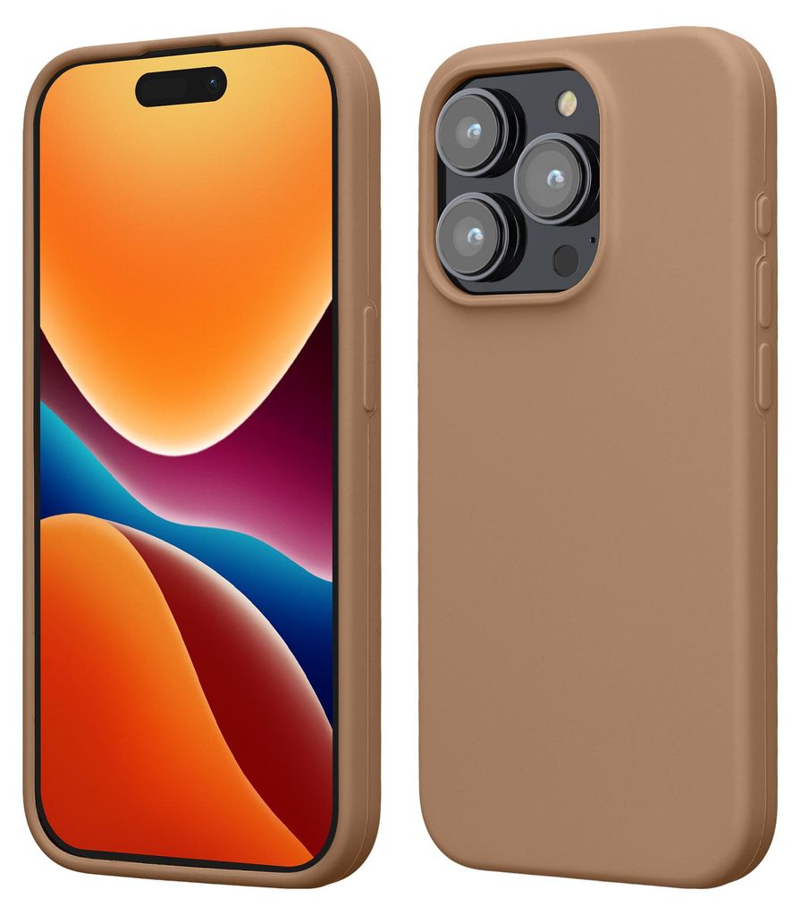 kwmobile Handyhülle für iPhone 15 Pro Hülle, für iPhone 15 Pro Case - Hülle Silikon - kabelloses Laden - Cappuccino
