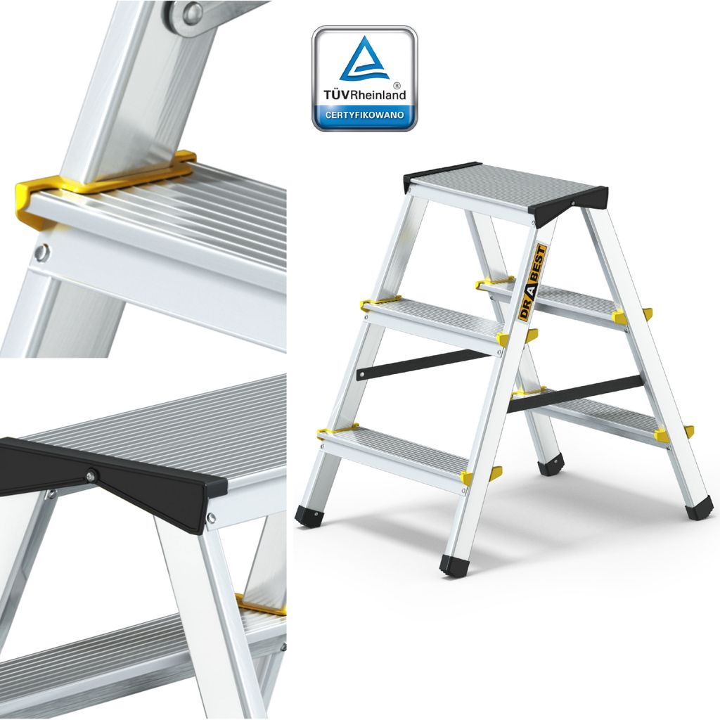 Drabest Klappleiter Leiter Klappbar 2 x 3 Stufen Alu Produktbild 13