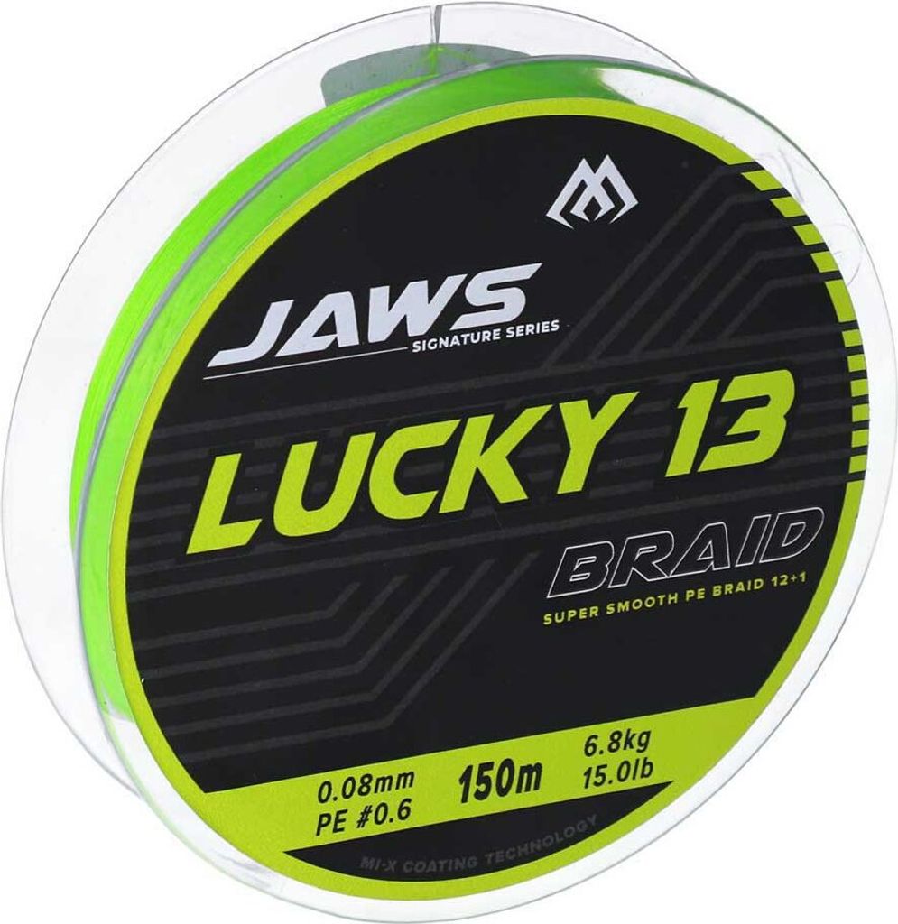 Angelschnur Mikado Geflochtene Schnur Jaws Lucky 13 Fluo Grün 0.14 mm 11.0 kg 150 m