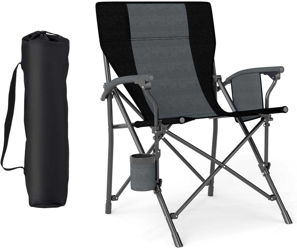 KOMFOTTEU Campingstuhl, faltbar, mit Getränkehalter & Seitentasche, Picknickstühle mit Tragetasche, Belastung 160 kg, klappbarer Outdoor-Stuhl, f...